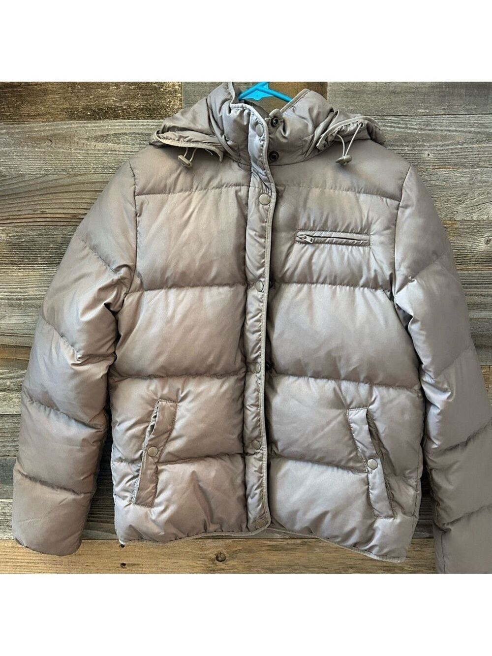 J. Crew Taupe Puffer Removable Hooded Jacket Size Small